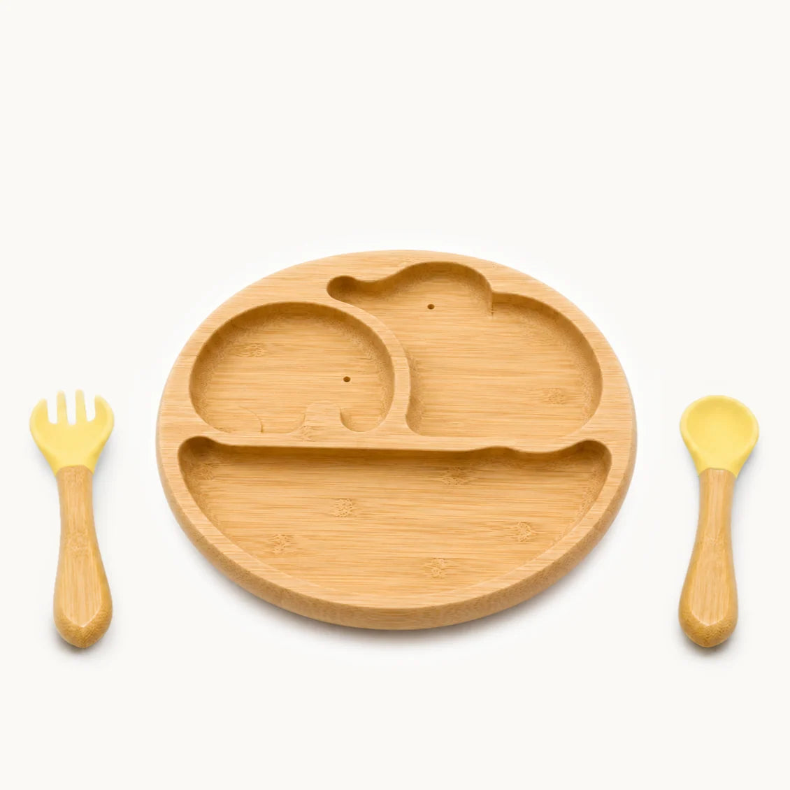 Toddler Bamboo Suction Divided Plate Utensil Set