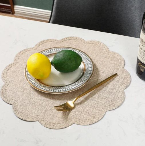 Scalloped PU Leather Waterproof Table Placemat