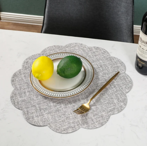 Scalloped PU Leather Waterproof Table Placemat